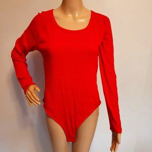 A New Day Women's red Ribbed bodysuit - EUC